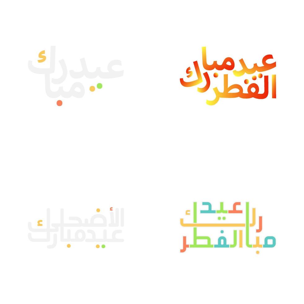 arabe calligraphie eid mubarak vecteur collection