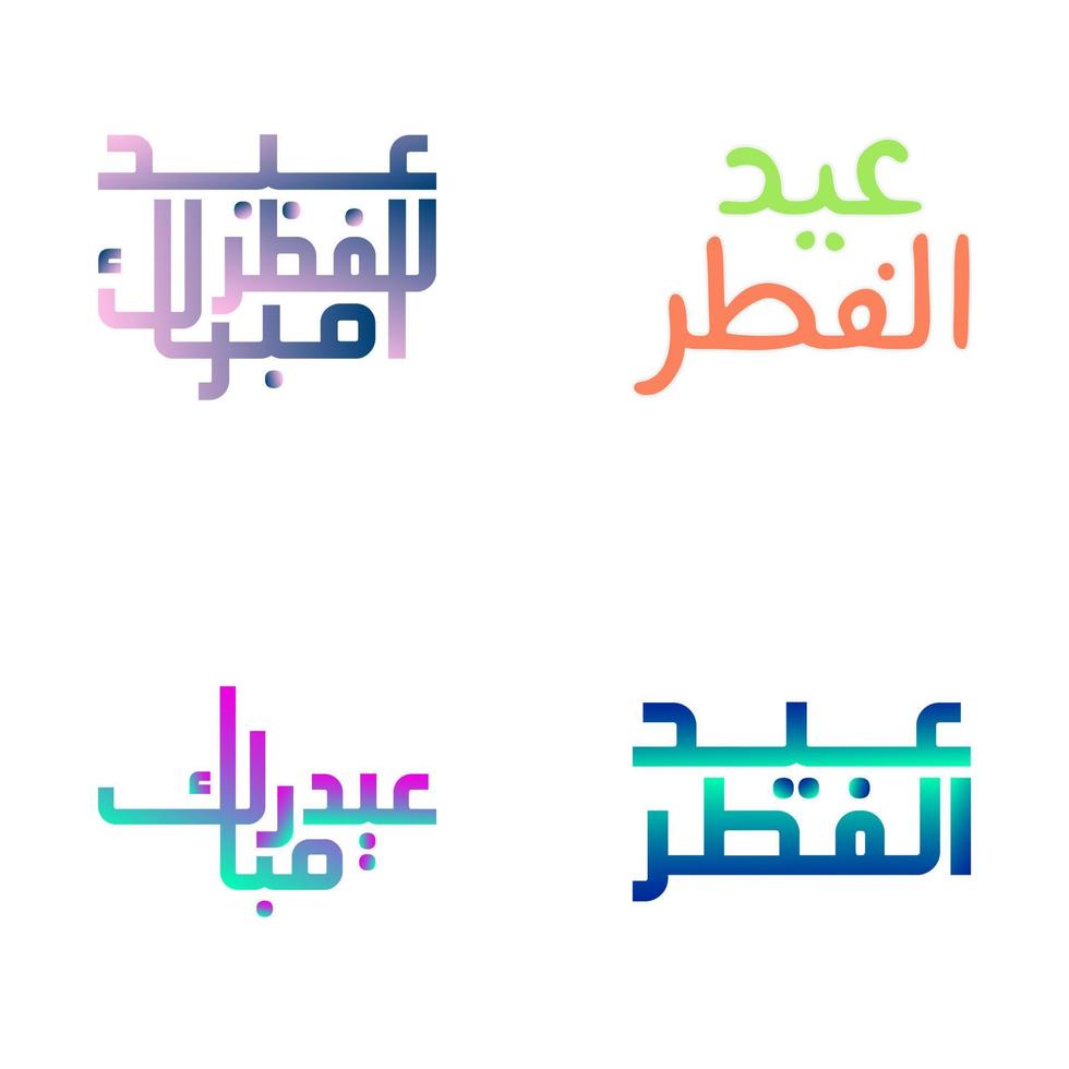 élégant eid mubarak caractères collection dans arabe scénario vecteur