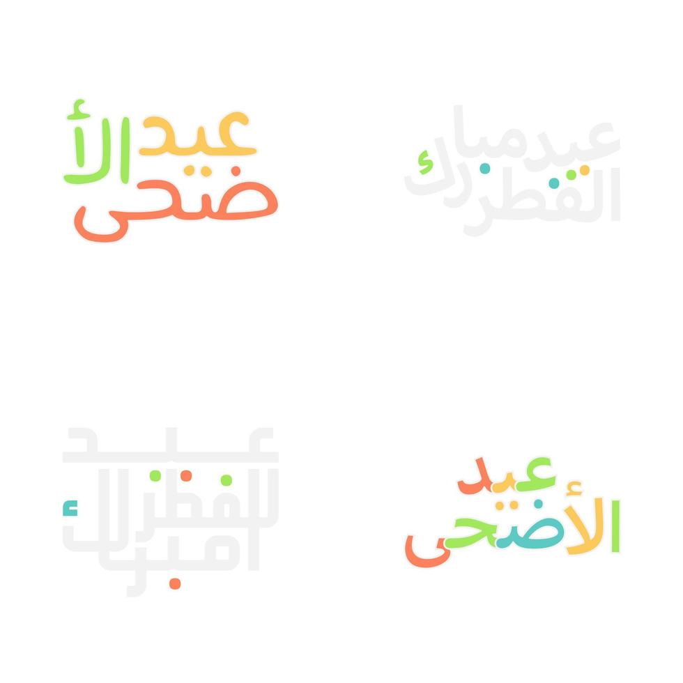 traditionnel eid mubarak calligraphie vecteur pack pour salutation cartes