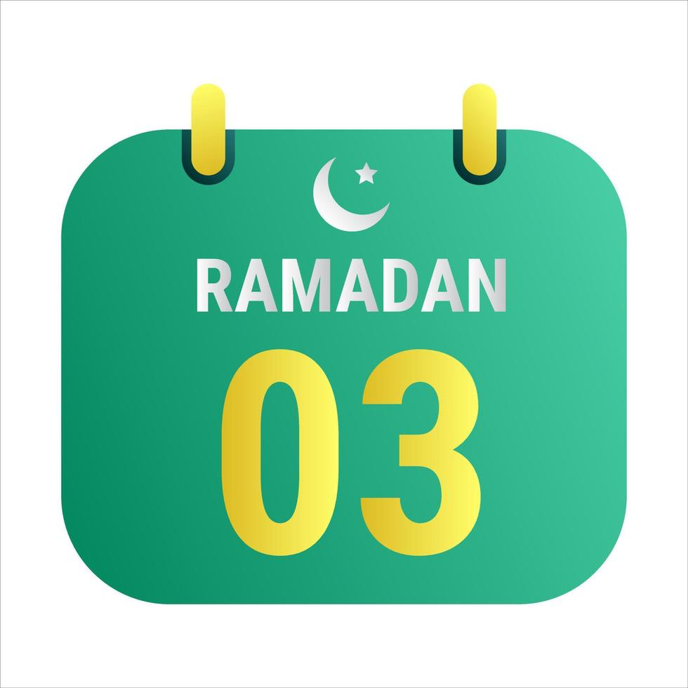 compte à rebours à 3e Ramadan célébrer avec blanc et d'or croissant lunes. et Anglais Ramadan texte. vecteur