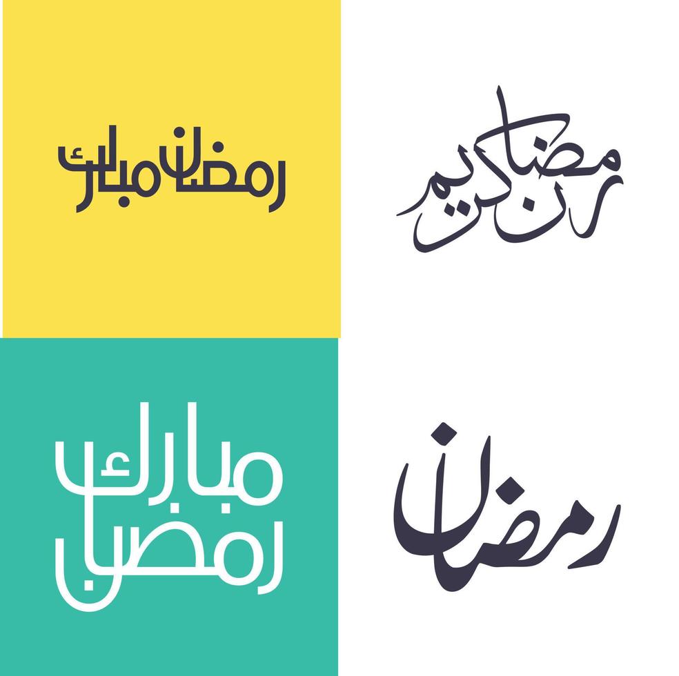 Facile et élégant Ramadan kareem calligraphie pack dans arabe scénario. vecteur