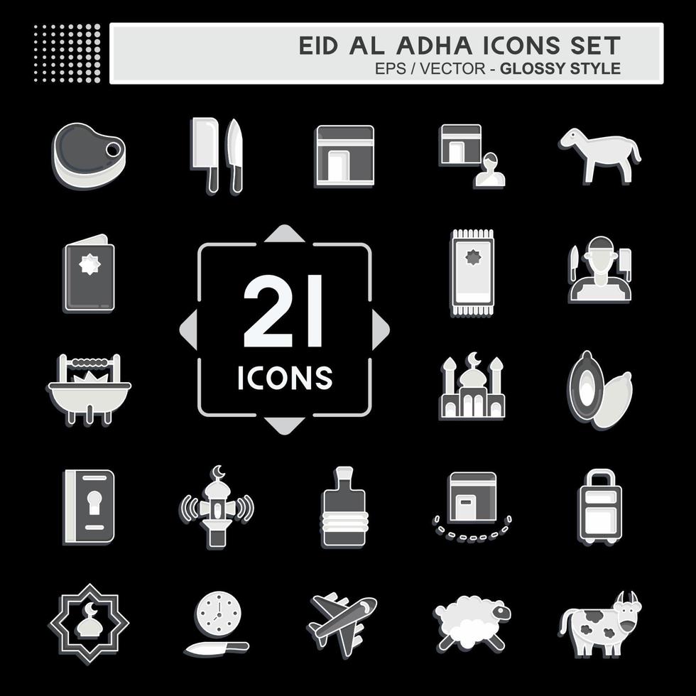 icône ensemble eid Al adha. en relation à islamique symbole. brillant style. Facile conception modifiable. Facile illustration vecteur