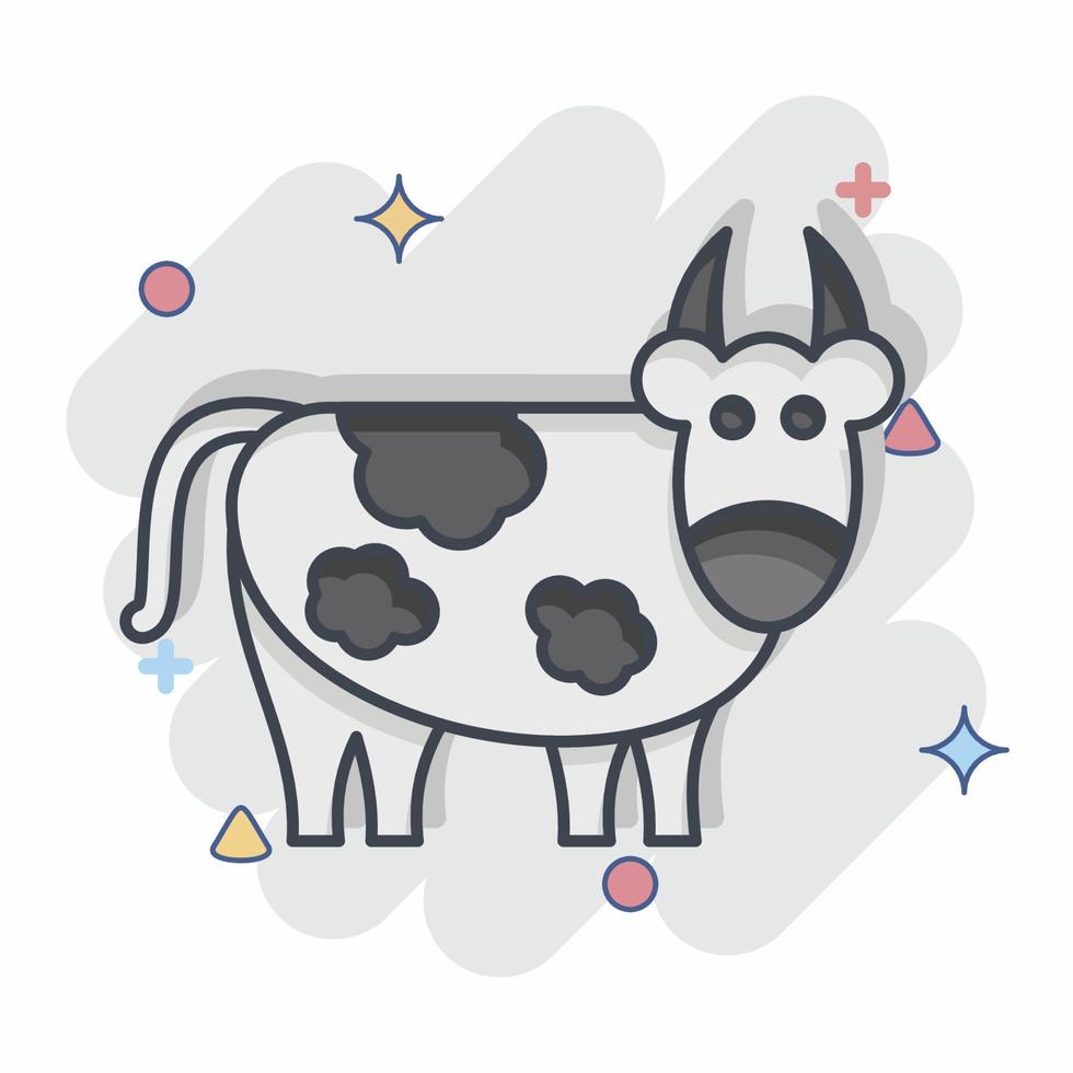 icône vache. en relation à eid Al adha symbole. bande dessinée style. Facile conception modifiable. Facile illustration vecteur