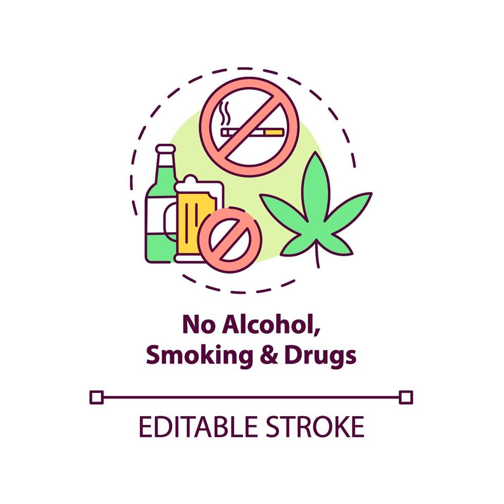 aucune icône de concept d'alcool, de tabac et de drogues vecteur