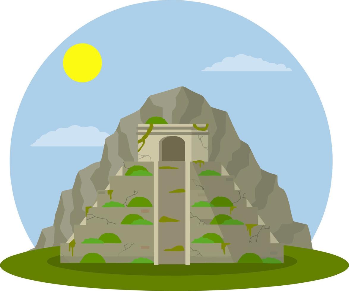 maya pyramide. ancien américain culture. bâtiment dans vert jungle. touristique attraction de Mexique. fait un pas abandonné temple. un vieux mystérieux civilisation. dessin animé plat illustration vecteur