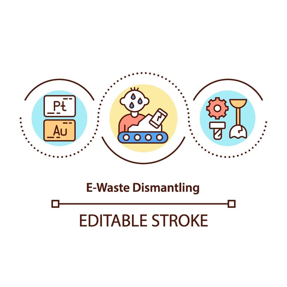Icône de concept de démantèlement des déchets électroniques vecteur