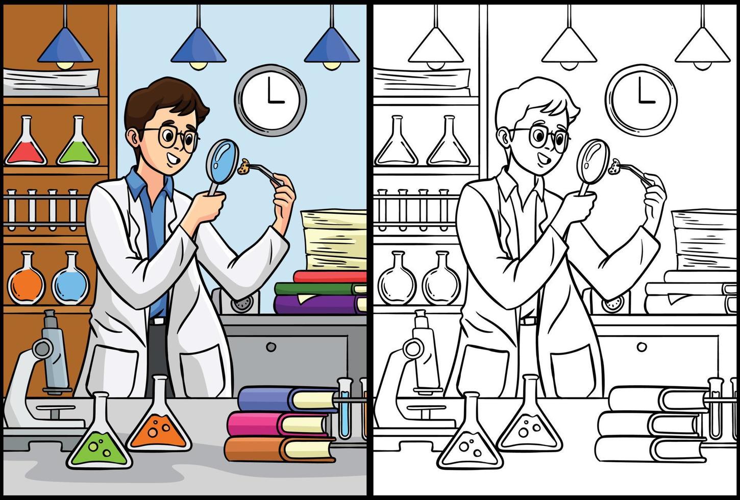 scientifique coloration page coloré illustration vecteur