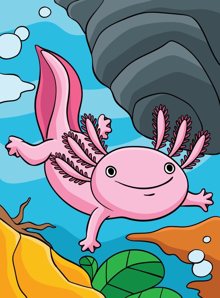 axolotl animal coloré dessin animé illustration vecteur