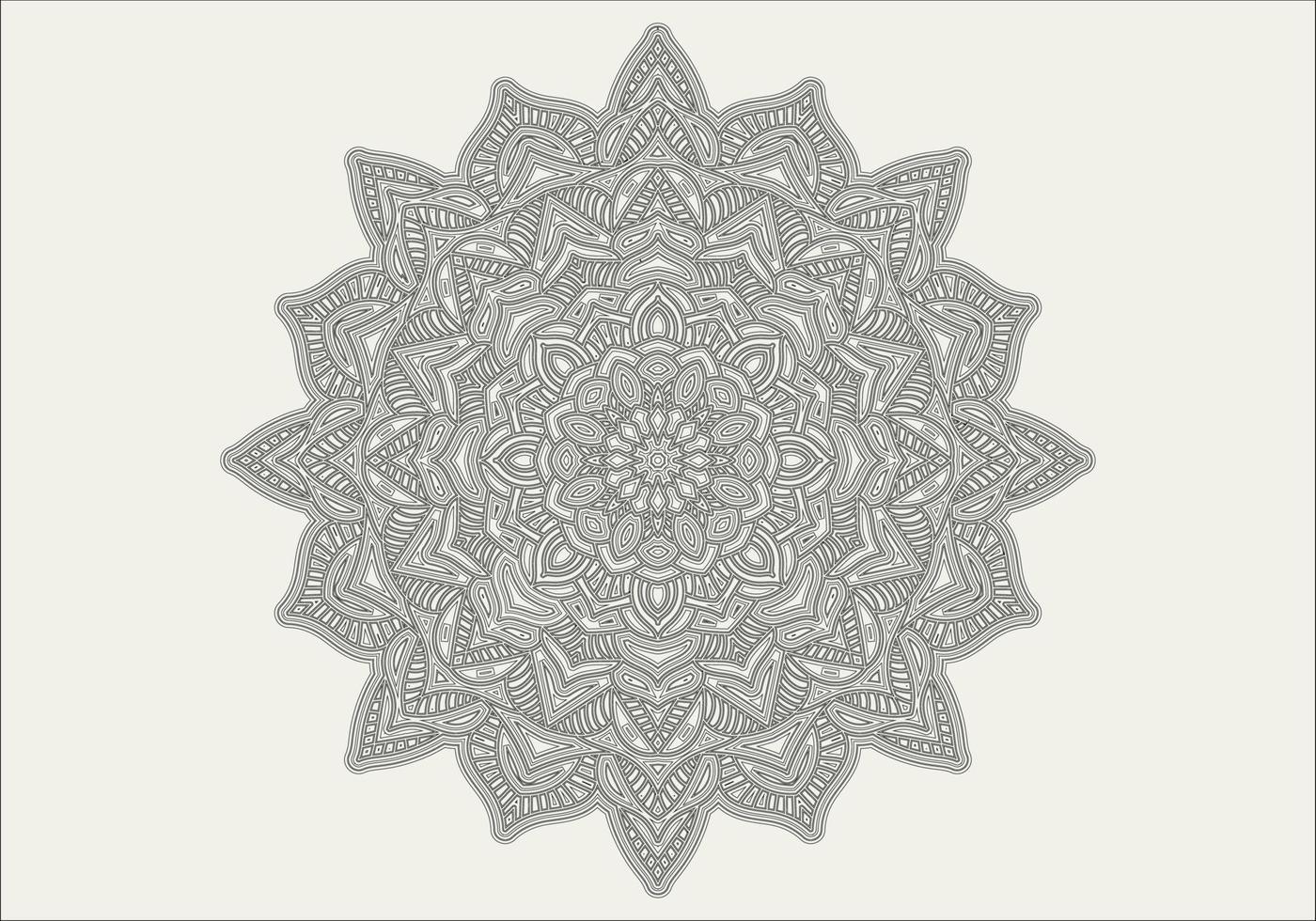 motif circulaire en forme de mandala avec fleur pour henné, mehndi, tatouage, décoration. ornement décoratif de style oriental ethnique. contour doodle main dessiner illustration vectorielle. vecteur