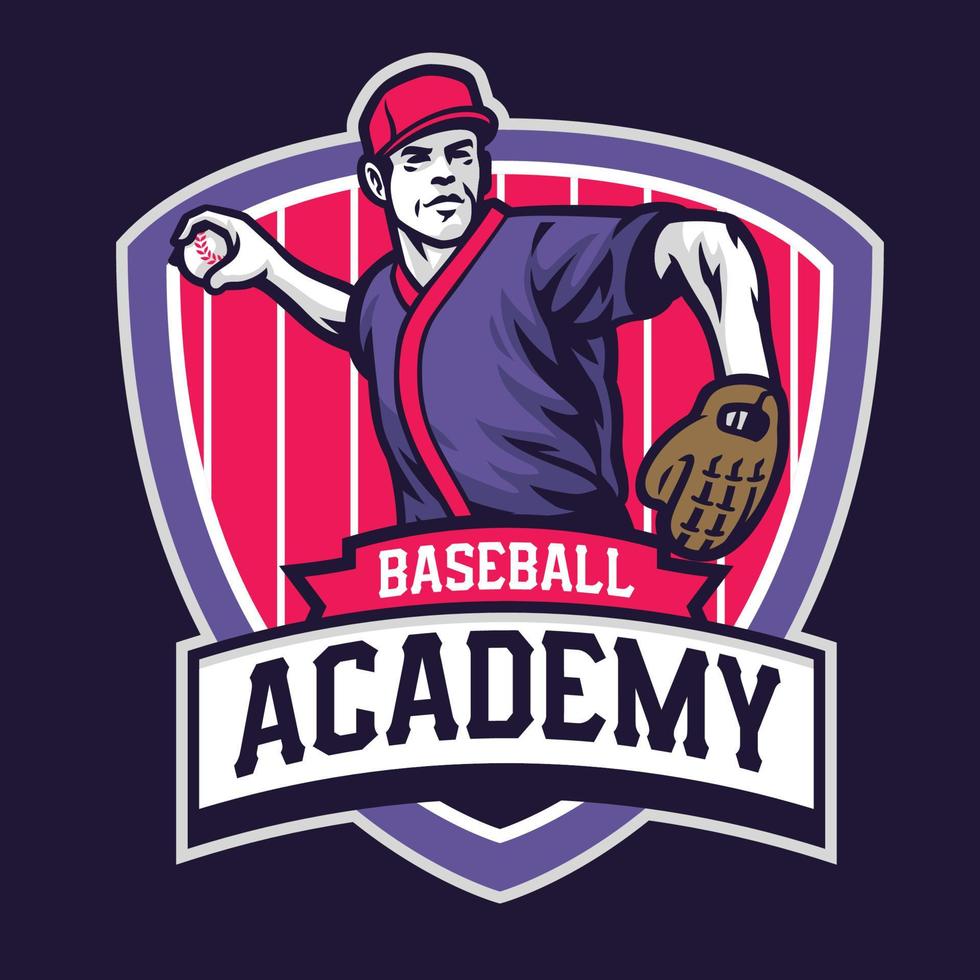 académie de base-ball badge conception vecteur