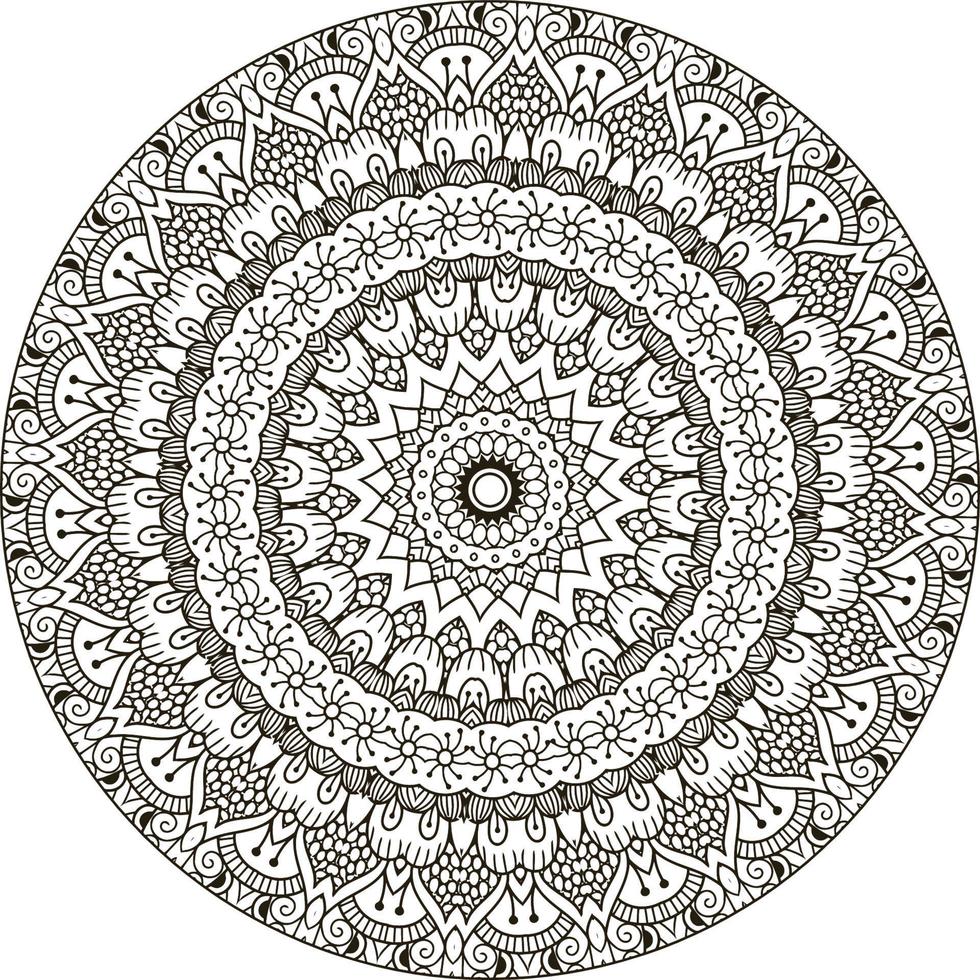 décoratif mandala avec Marin éléments et vagues sur blanc isolé Contexte. pour coloration livre pages. vecteur