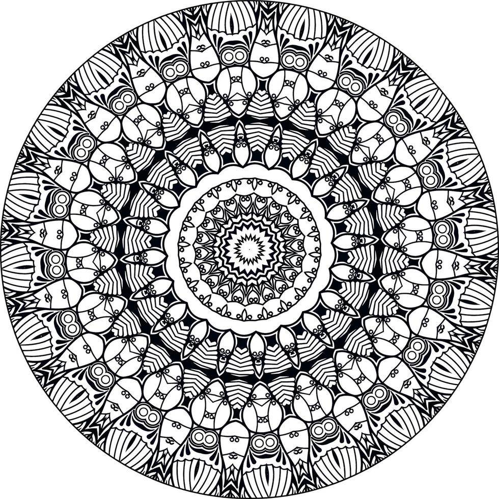 décoratif mandala avec Marin éléments et vagues sur blanc isolé Contexte. pour coloration livre pages. vecteur