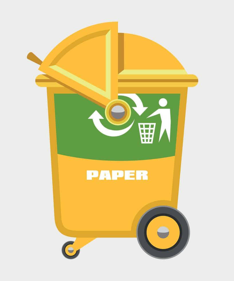 Jaune vecteur poubelle pouvez pour papier
