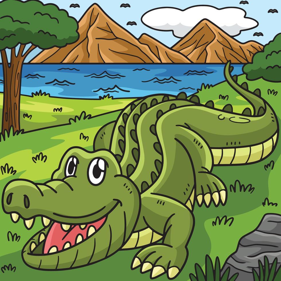 crocodile animal coloré dessin animé illustration vecteur