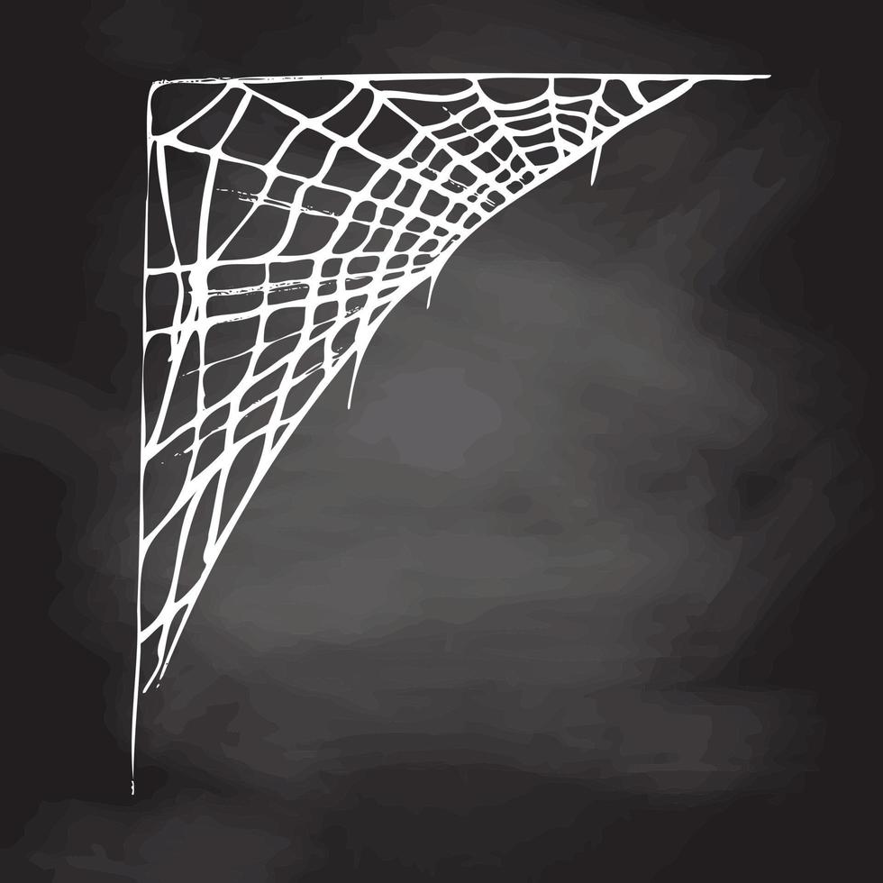 Halloween décor, araignée araignée, main tiré vecteur illustration isolé sur tableau noir Contexte. ancien, griffonnage esquisser.