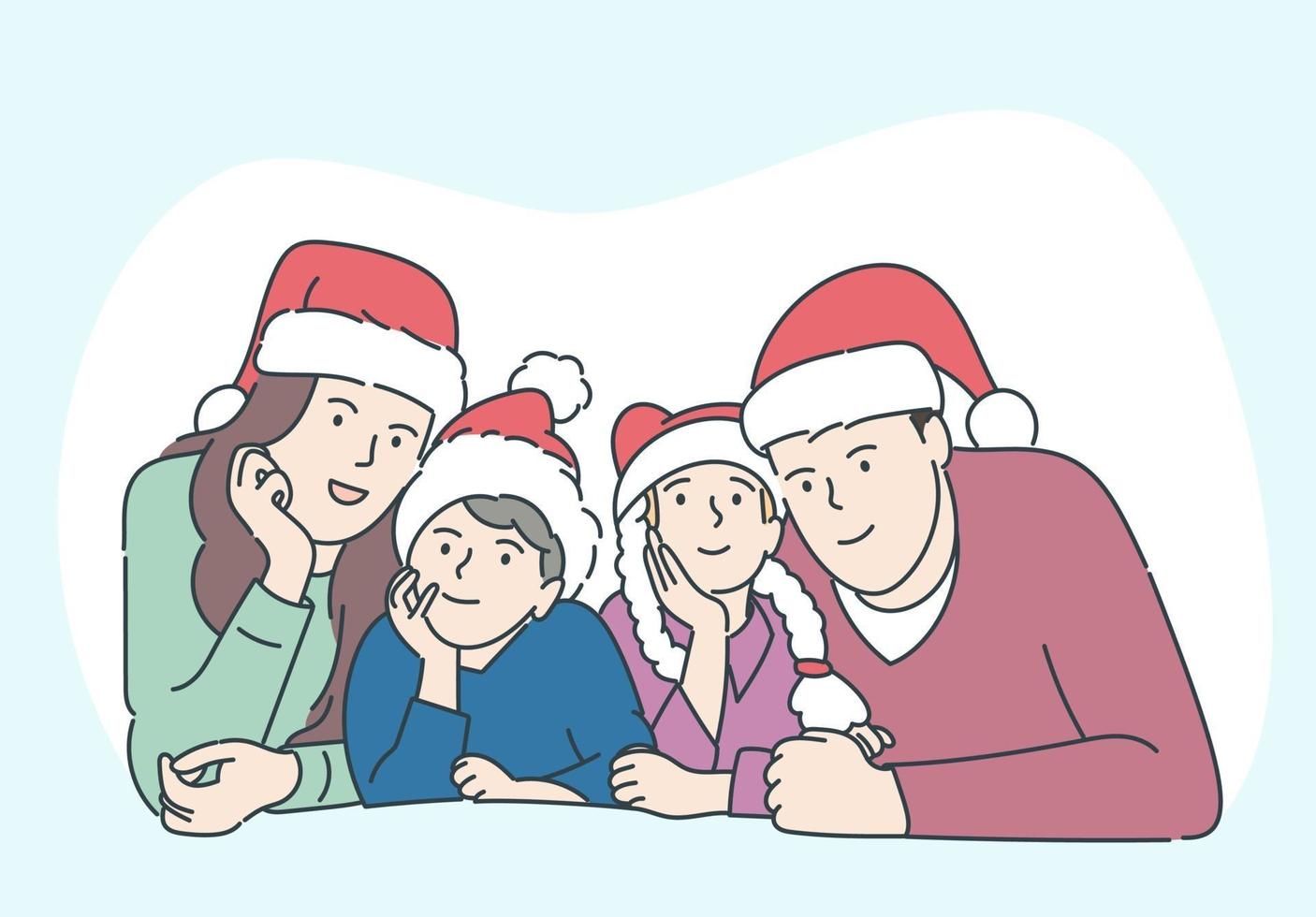 concept de Noël ou du nouvel an. joyeuses salutations de famille ou célébration du nouvel an ou de Noël. vecteur