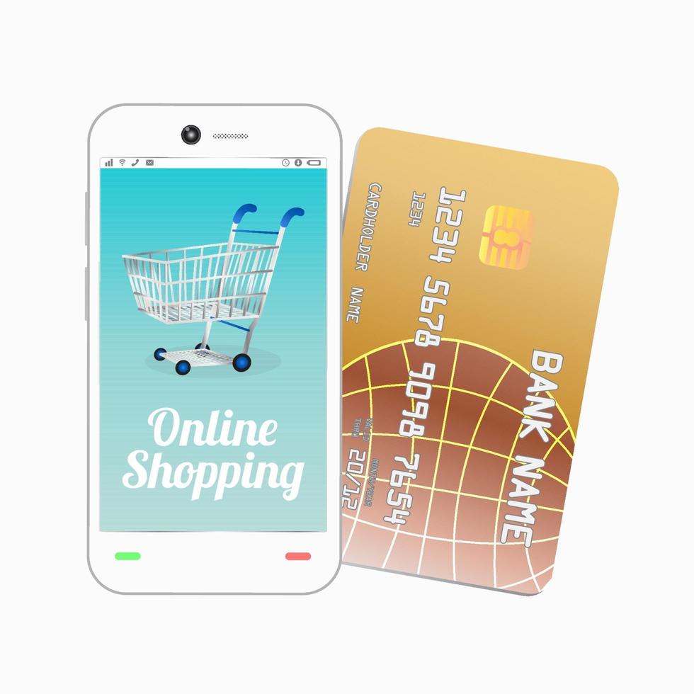smartphone avec carte de crédit vecteur