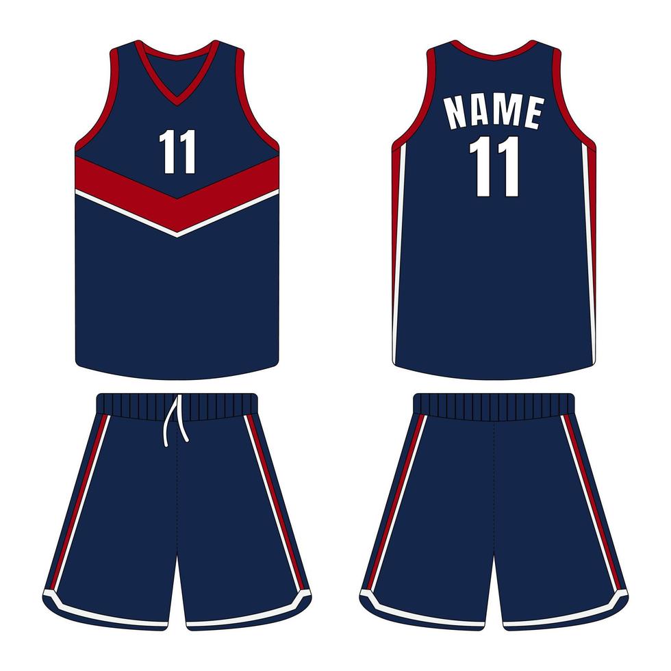 basketball uniforme modèle illustration de face et retour vue vecteur