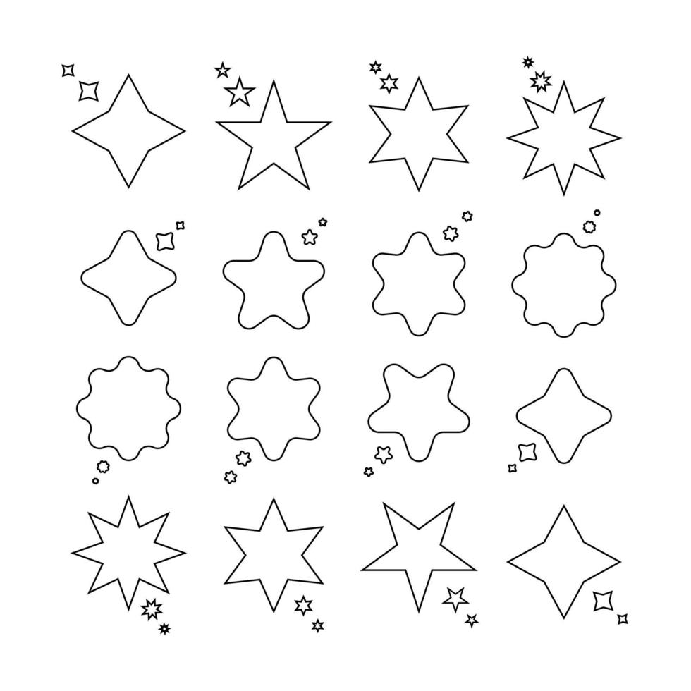 tournage étoiles ligne art icône, étoile message boîte, ensemble de étoile formes, étoiles vecteur collection, Facile contour symboles de étoiles.