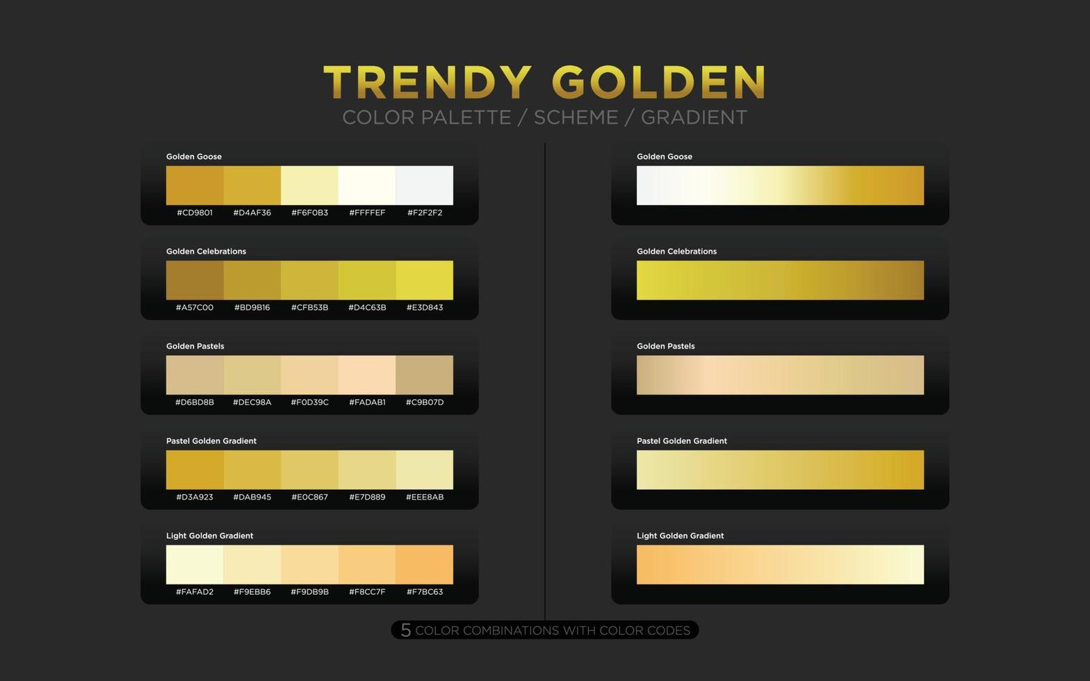 d'or Couleur palettes, d'or Couleur régimes, d'or Couleur dégradés vecteur