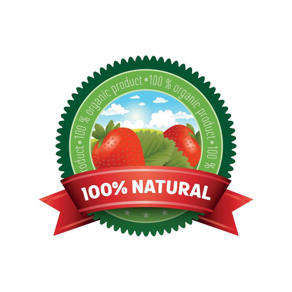 vecteur étiquette Naturel fraise