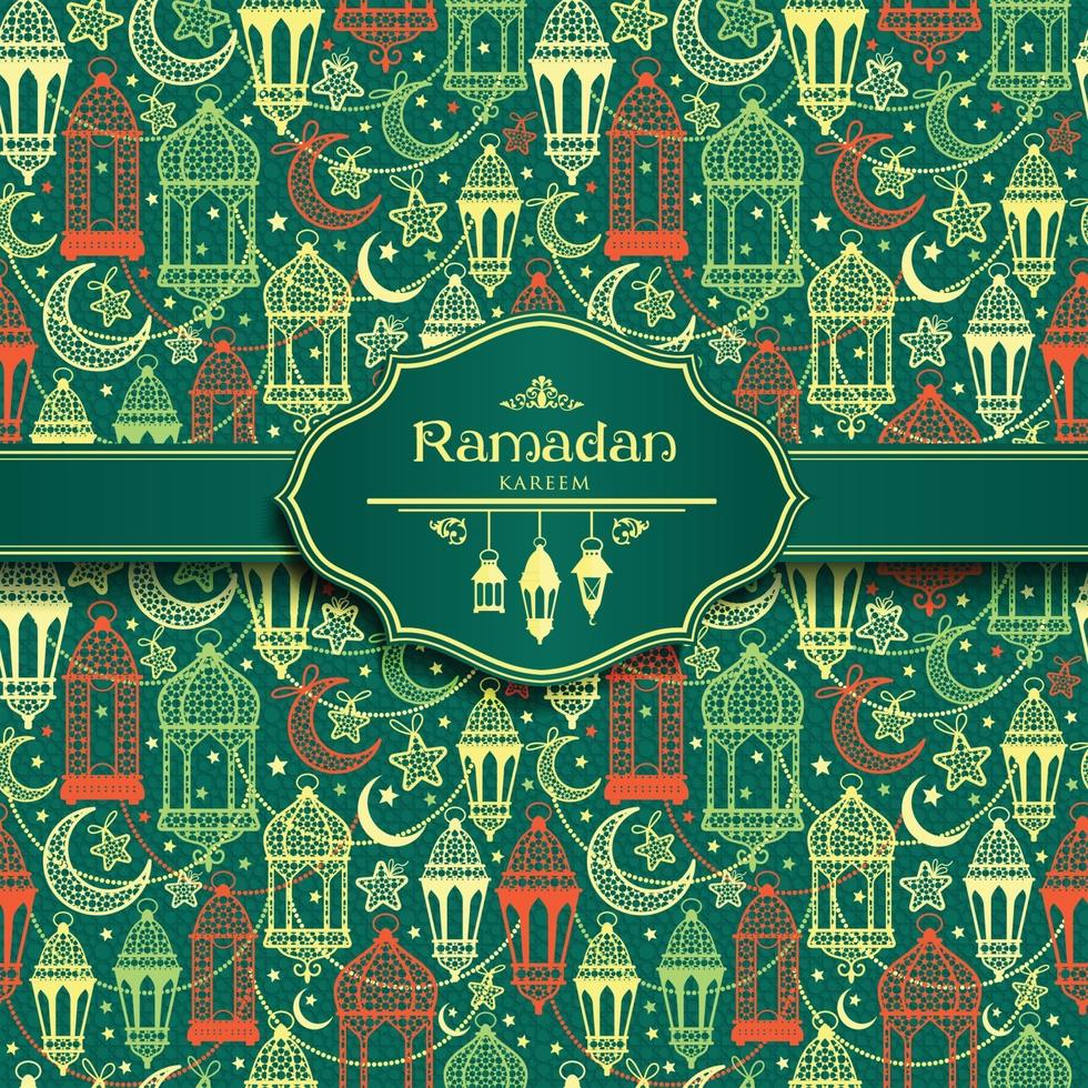 modèle sans couture de lanternes de ramadan kareem. joyeuse célébration de fond de ramadan. vecteur