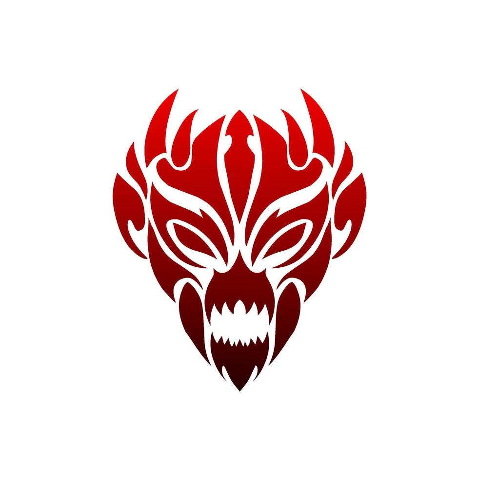 illustration vecteur graphique de tribal art visage démon rouge pour tatouage