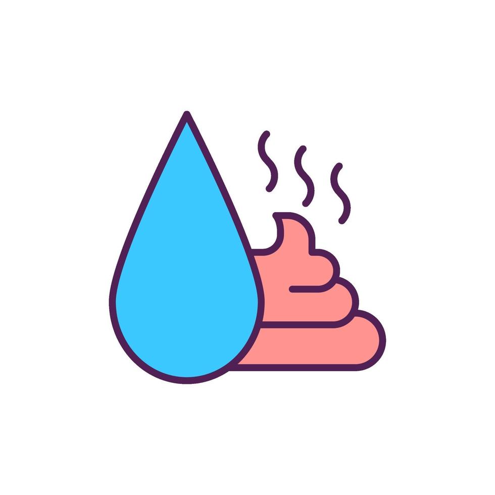 Contamination de l'eau avec l'icône de couleur rgb de matières fécales humaines vecteur