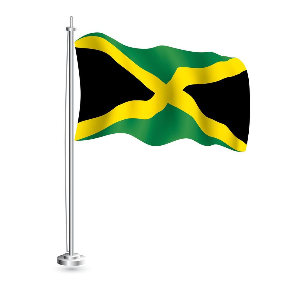 jamaïquain drapeau. isolé réaliste vague drapeau de Jamaïque pays sur mât de drapeau. vecteur