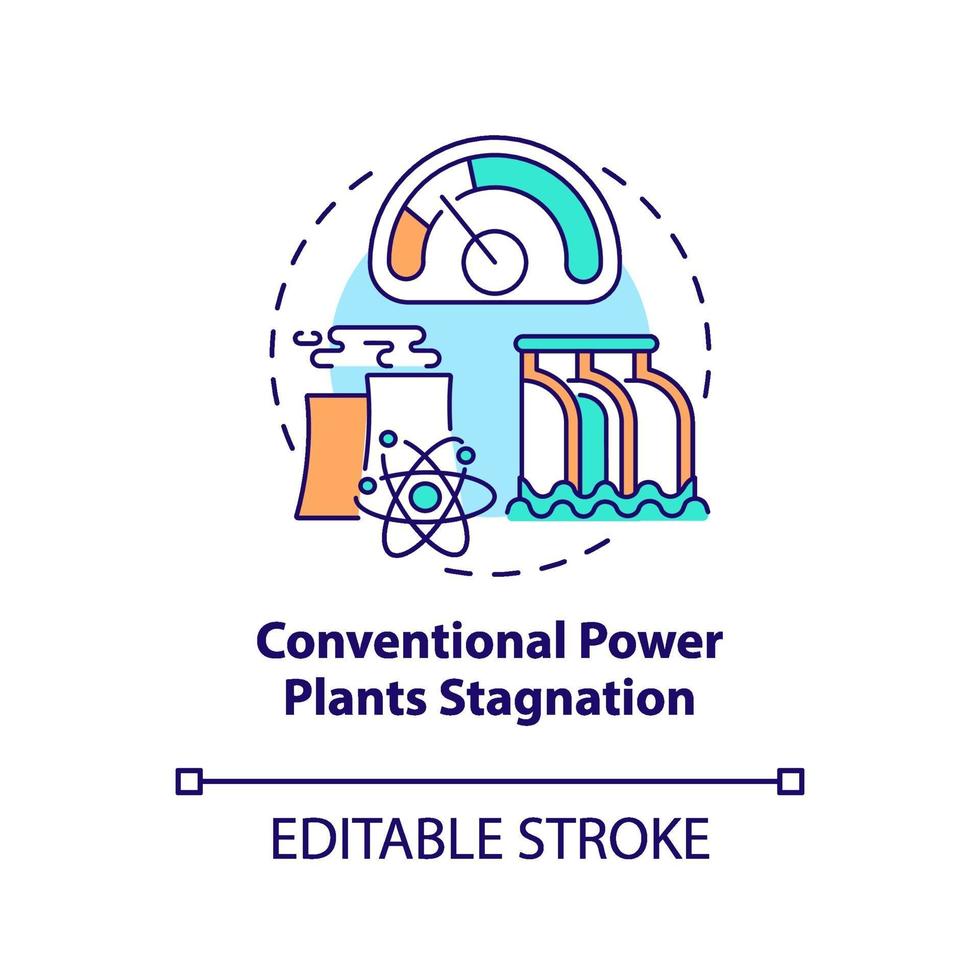 icône de concept de stagnation des centrales électriques conventionnelles vecteur
