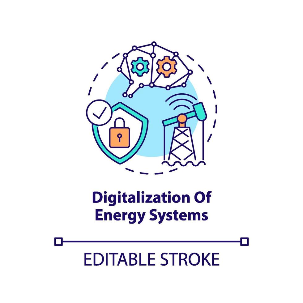 icône de concept de numérisation des systèmes énergétiques vecteur