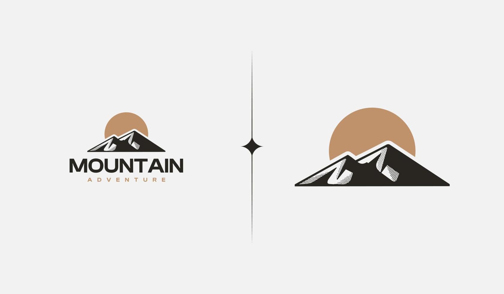 Montagne colline Haut Soleil des rayons monoligne. universel Créatif prime symbole. vecteur signe icône logo modèle. vecteur illustration