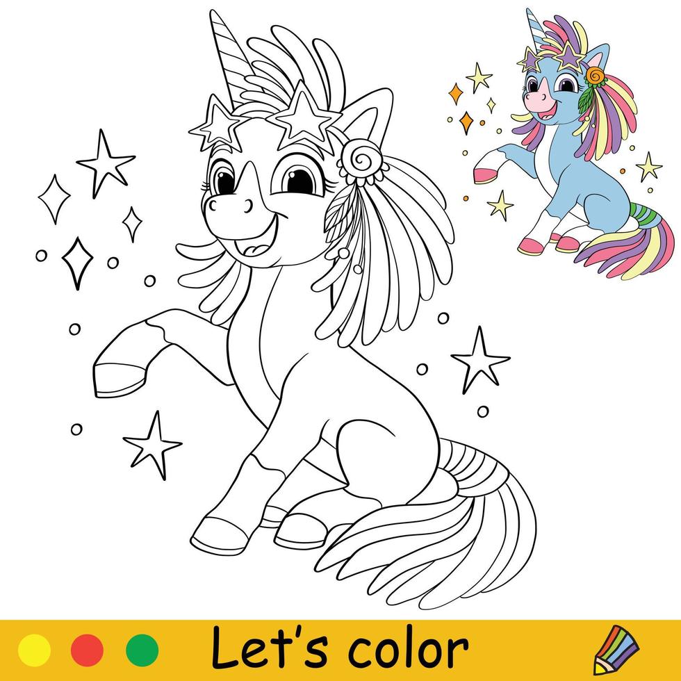 Licorne coloration page avec modèle vecteur illustration 19