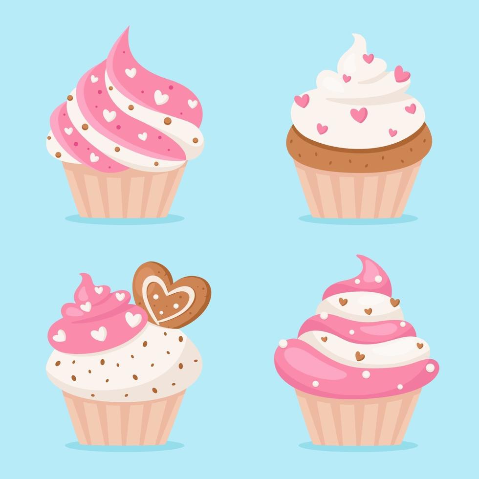 cupcakes de la Saint-Valentin. illustration vectorielle vecteur