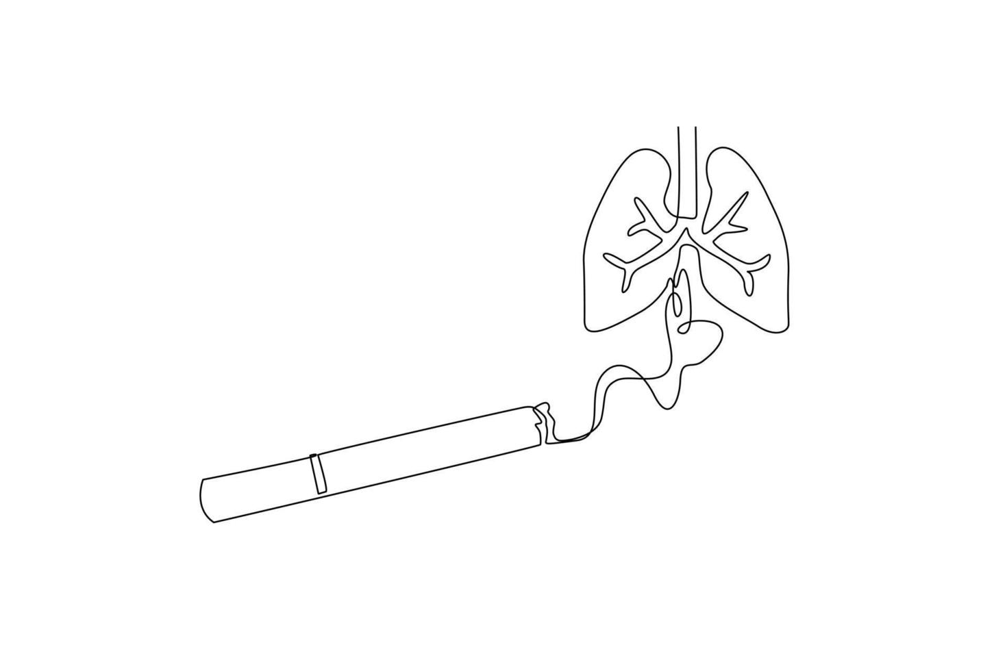 Célibataire un ligne dessin fumeur est ne pas bien pour poumons. non le tabac journée concept. continu ligne dessiner conception graphique vecteur illustration.