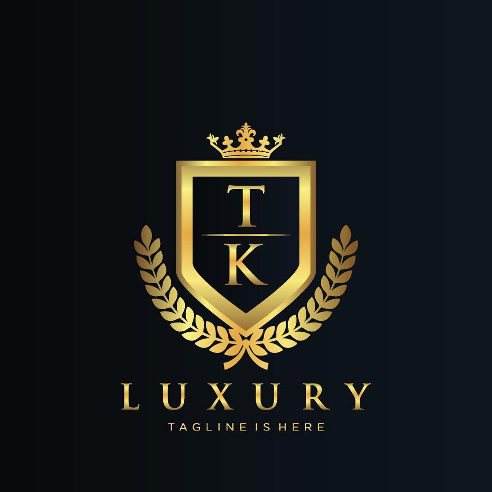 tk lettre initiale avec Royal luxe logo modèle vecteur