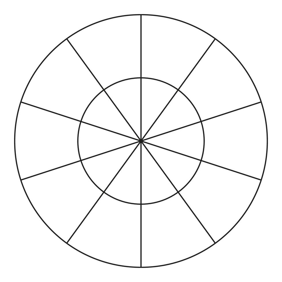 roue de la vie modèle. Facile encadrement outil pour visualisation tout zones de vie. Vide polaire graphique papier. cercle diagramme de la vie style équilibre. vecteur illustration.