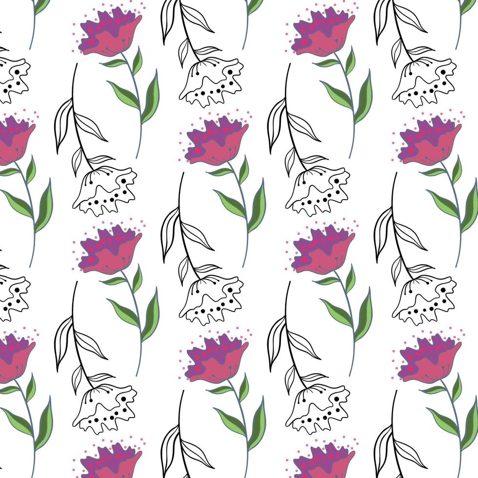 sans couture floral modèle. mignonne rétro textures. fleurs et points pour tissu, papier, emballage conception. vecteur