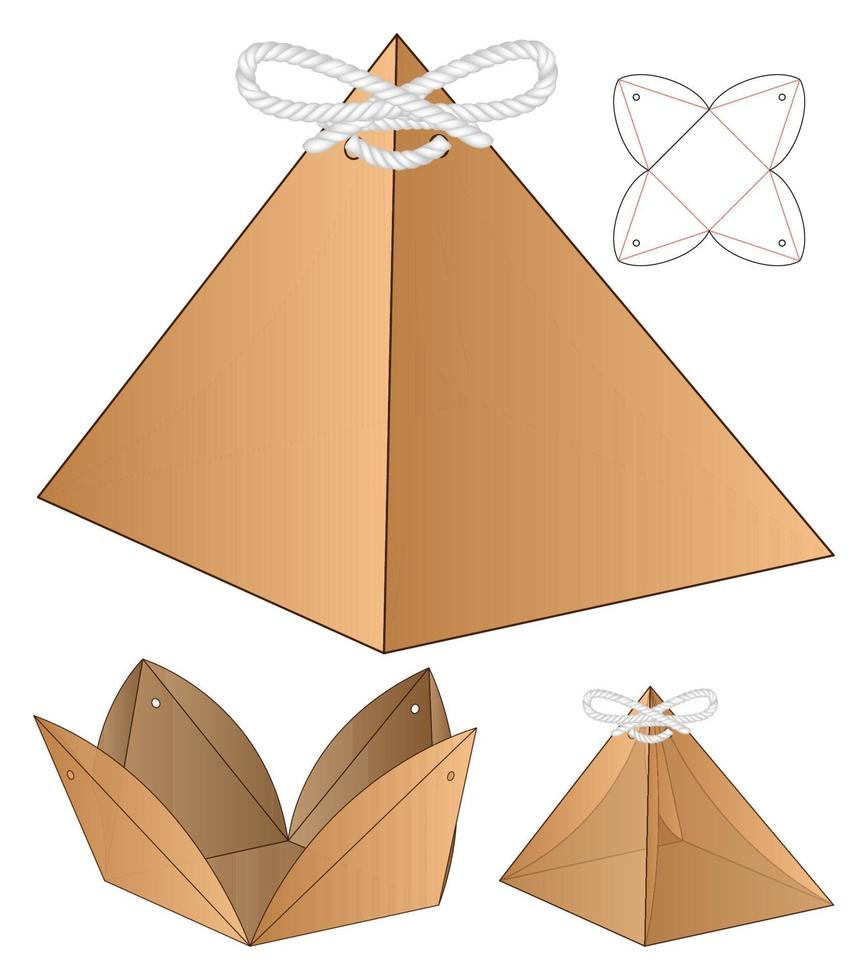 boîte d'emballage conception de modèle découpé. Maquette 3D vecteur