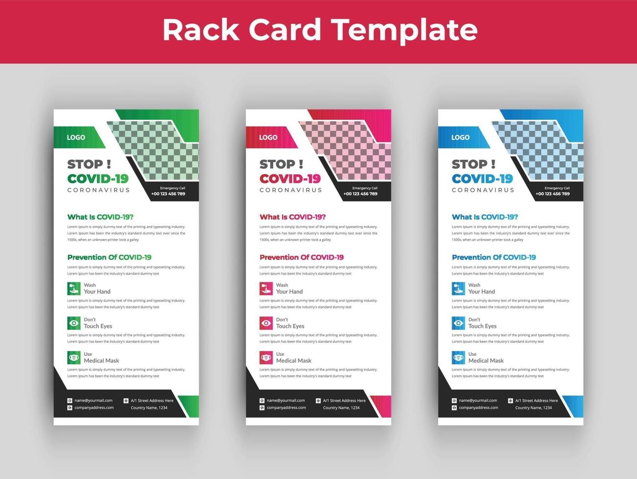 flyer covid-19 dl ou modèle de carte rack vecteur