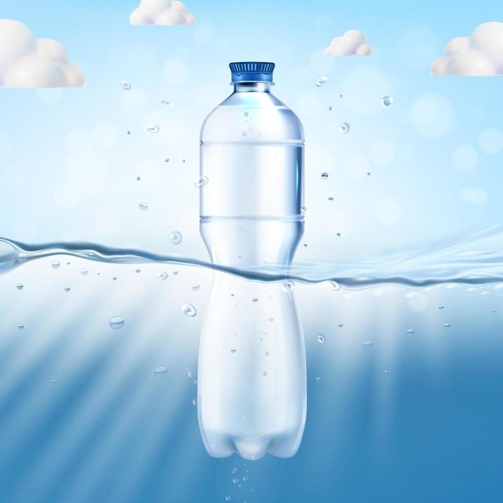 réaliste détaillé 3d minéral l'eau Plastique bouteille. vecteur