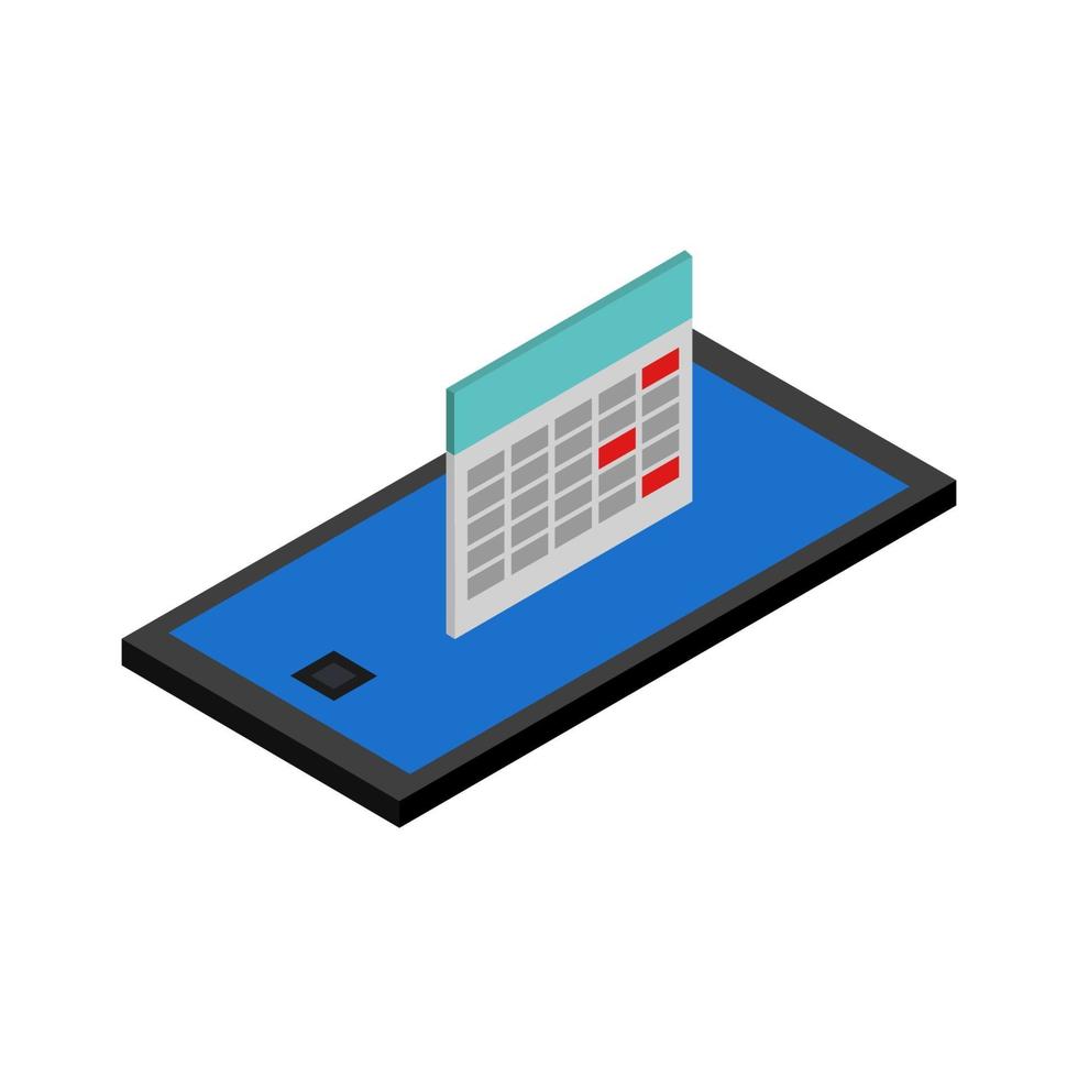 calendrier sur smartphone isométrique vecteur
