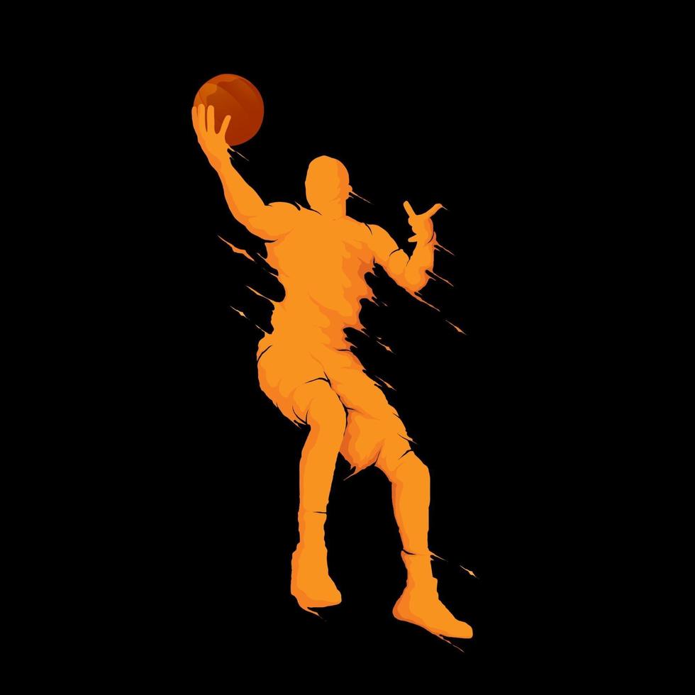 silhouette de saut de rebond de basket-ball vecteur