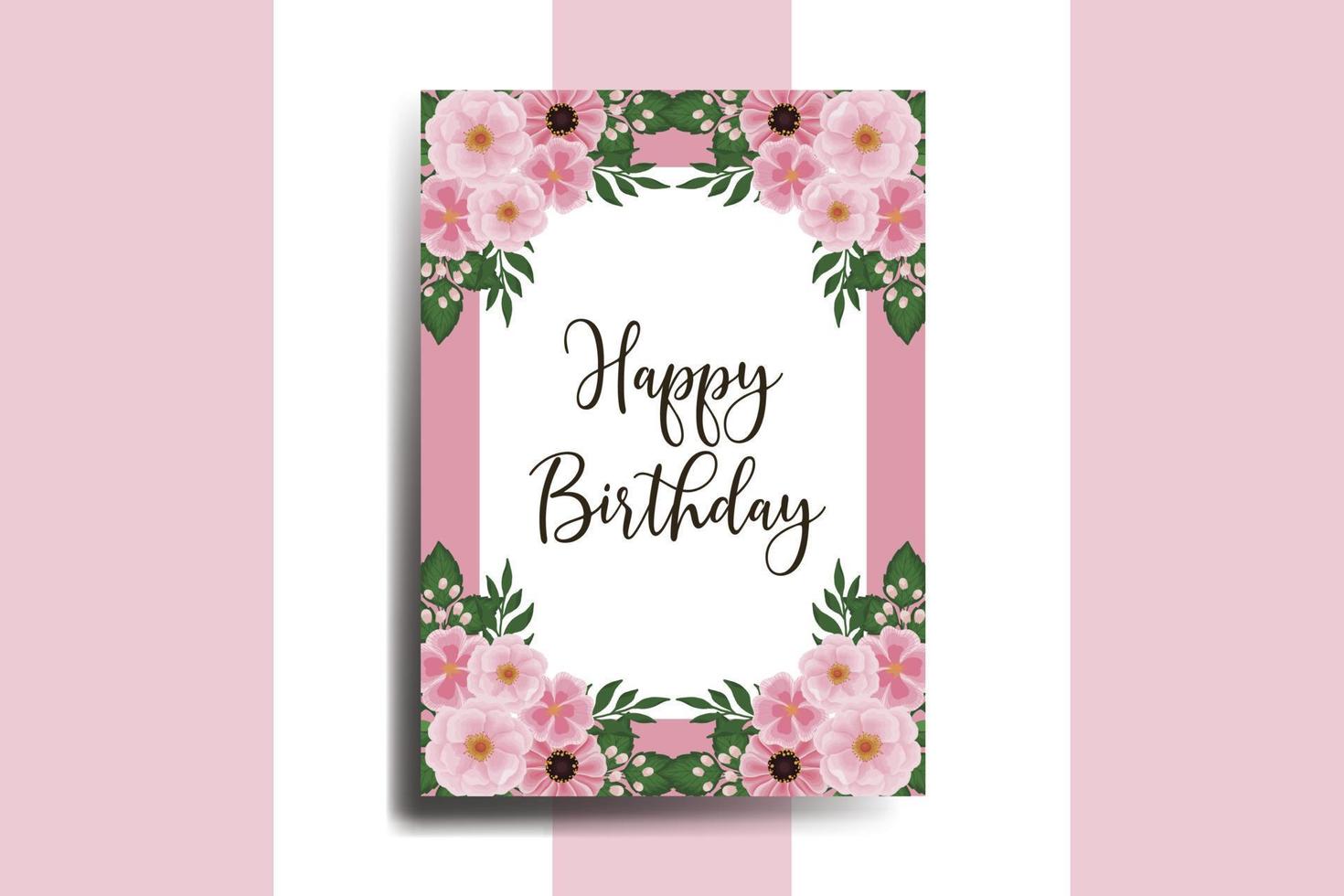 salutation carte anniversaire carte numérique aquarelle main tiré zinnia et pivoine fleur conception modèle vecteur