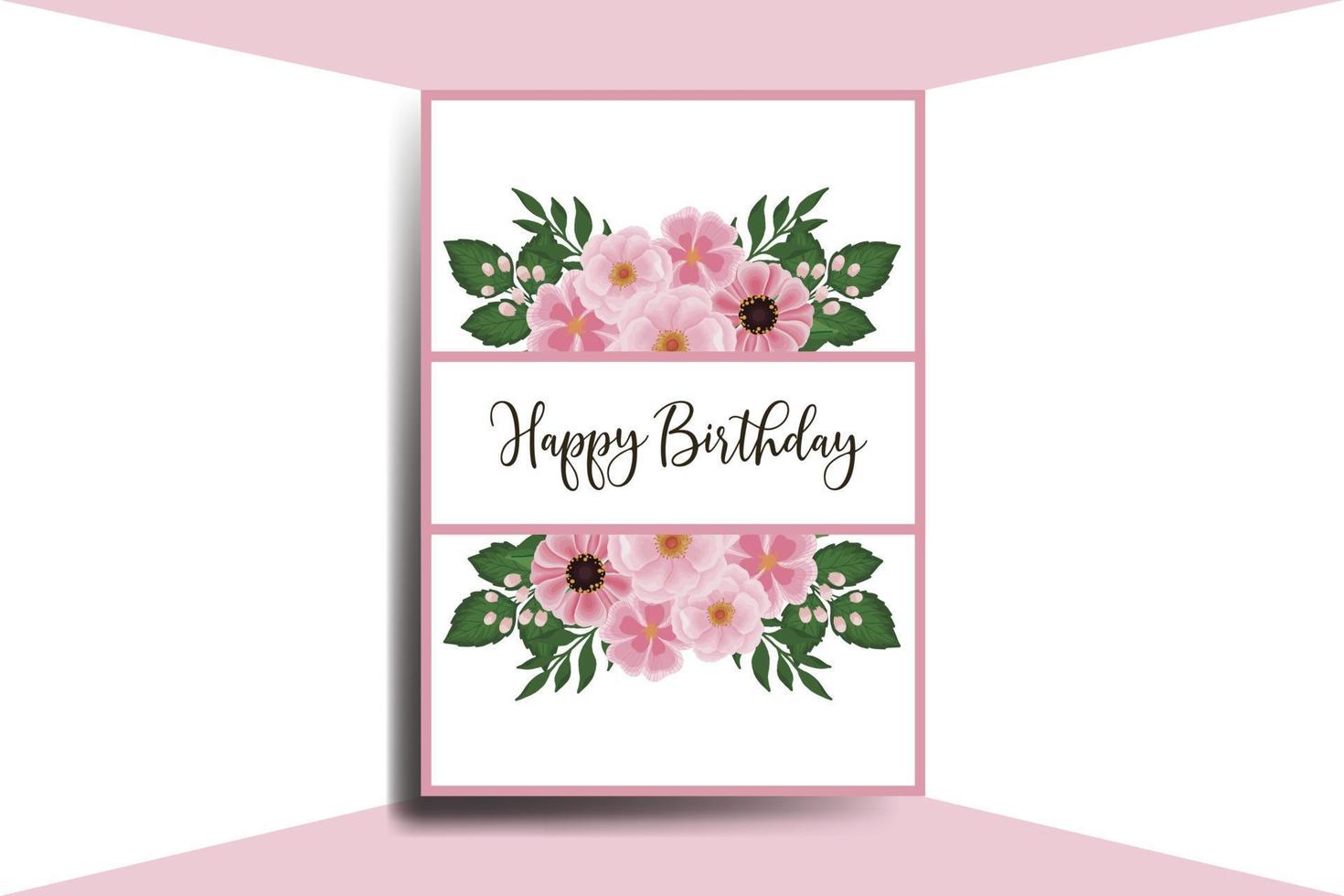 salutation carte anniversaire carte numérique aquarelle main tiré zinnia et pivoine fleur conception modèle vecteur