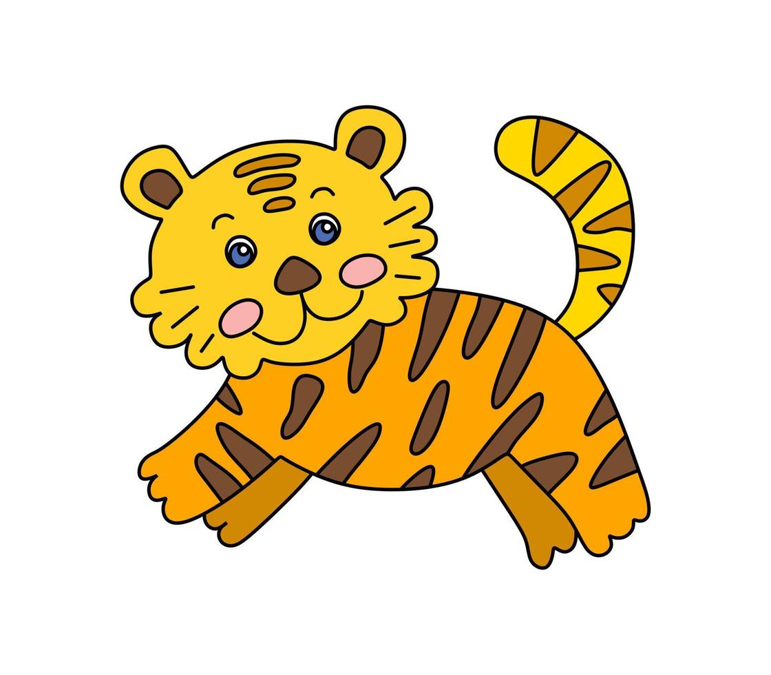 tigre personnage vecteur Couleur griffonnage illustration isolé sur blanc Contexte