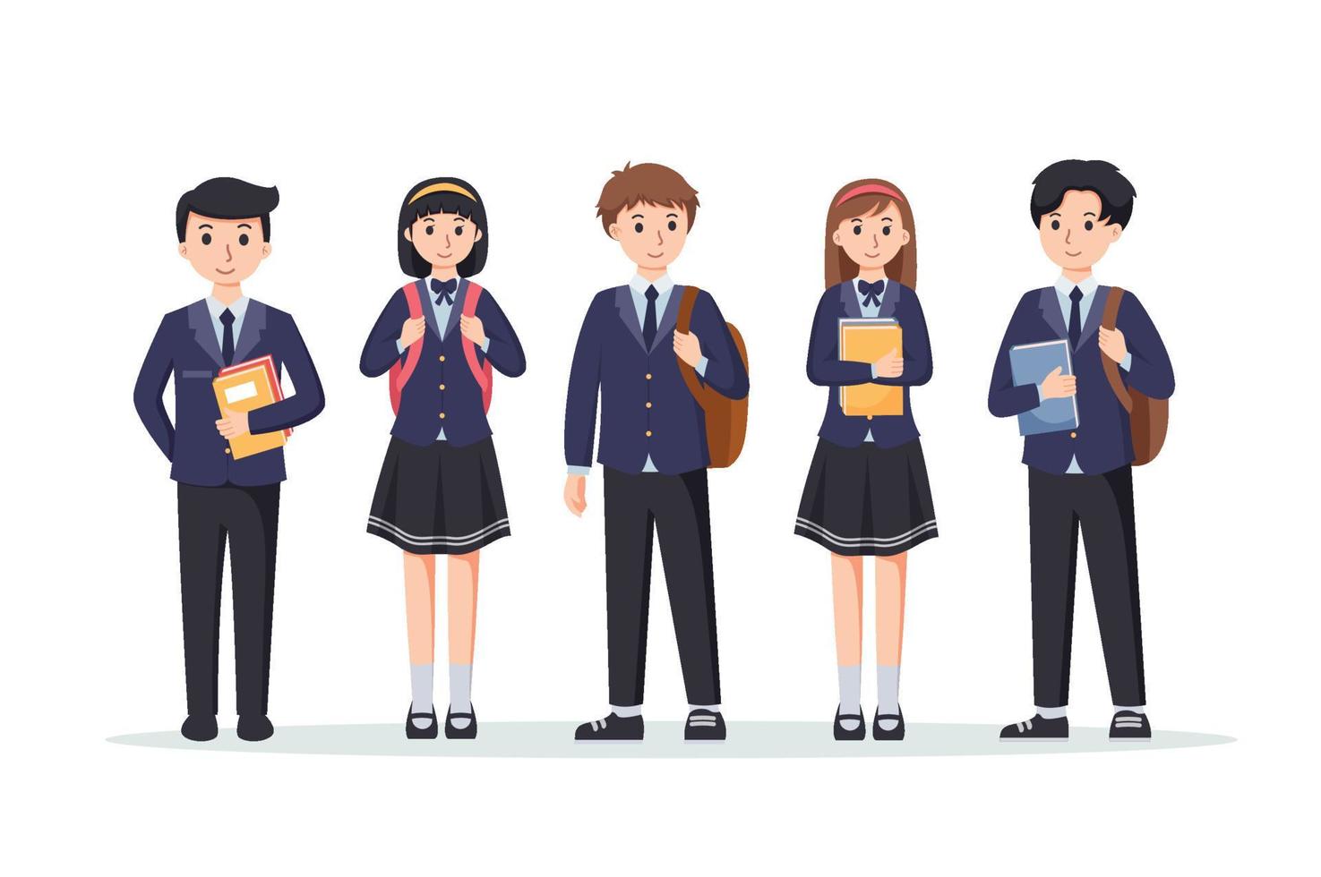 personnage haute école étudiant dans école uniforme vecteur illustration