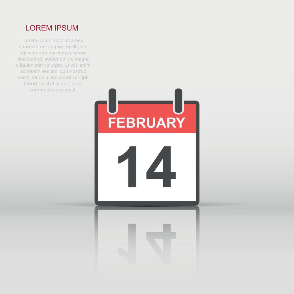 vecteur février 14 calendrier icône dans plat style. calendrier signe illustration pictogramme. valentines journée ordre du jour affaires concept.