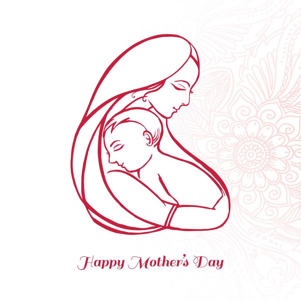 main dessiner cogner content les mères journée pour femme et bébé enfant l'amour carte vecteur