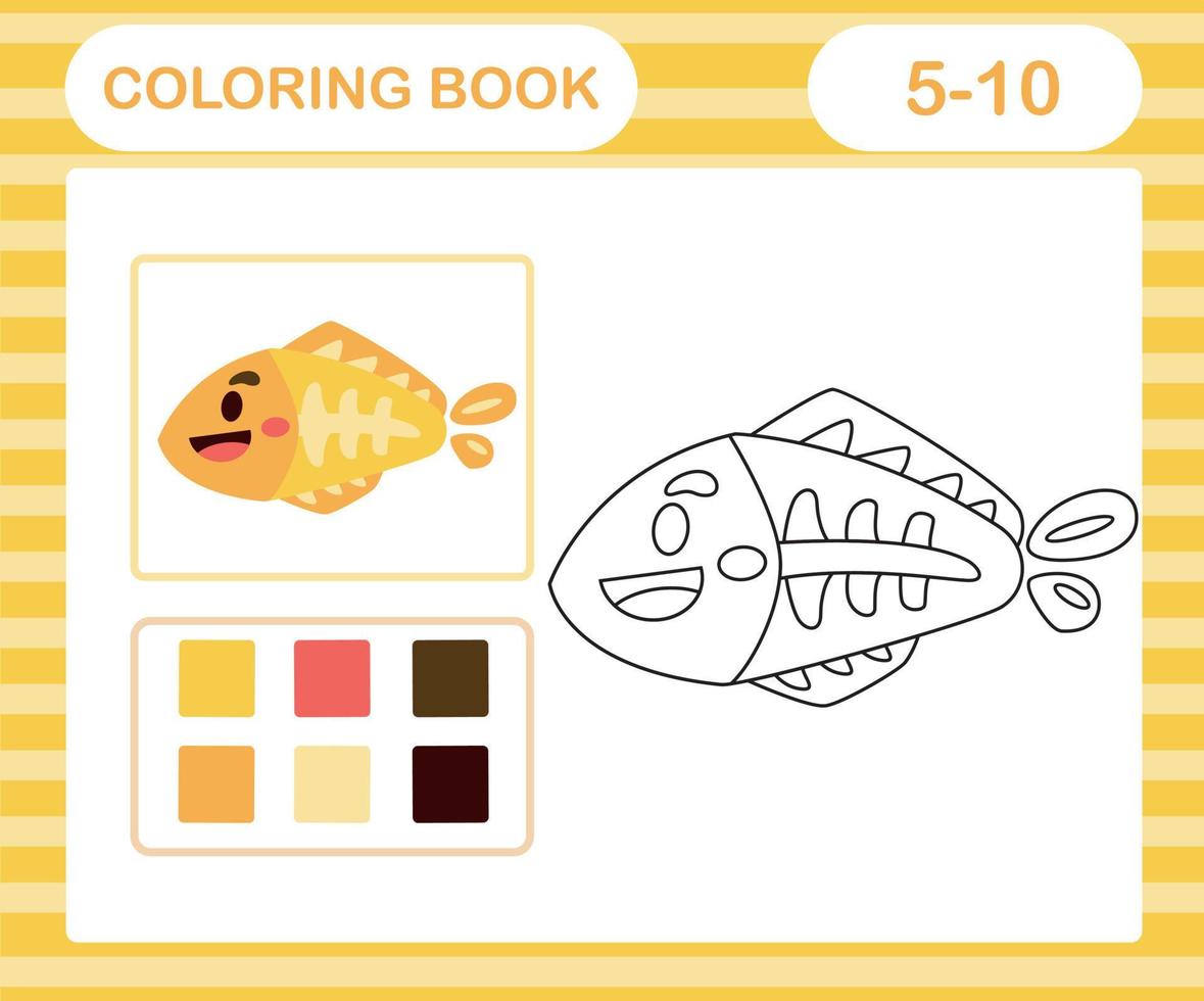 coloration livre ou page dessin animé mignonne X rayon poisson, éducation Jeu pour des gamins âge 5 et dix année vieux vecteur